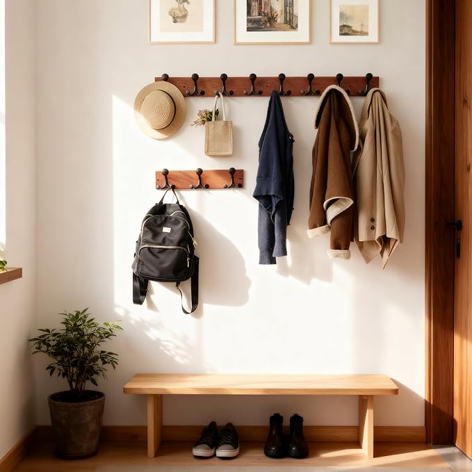 SKOLOO 17-Inch Wood Coat Rack Wall Mount - Image 4