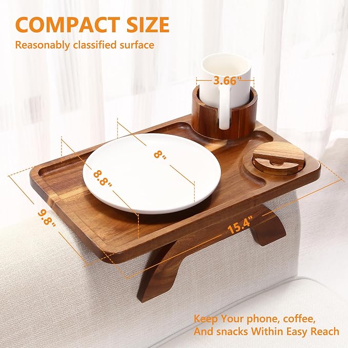 Couch Armrest Table Acacia - Image 6