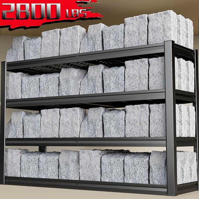 68" Wide Heavy Duty Garage Shelving Units, 4-Tier Deep Storage Shelves - Image 4