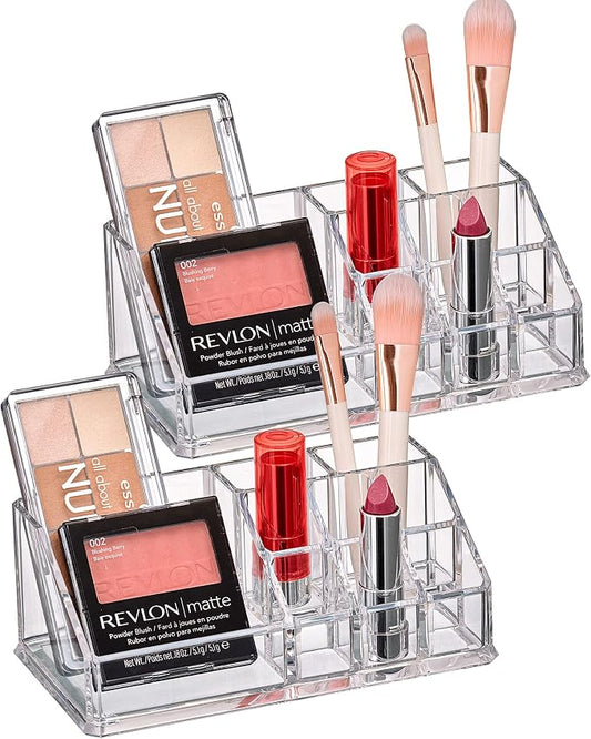 Amazing Abby - Tiffany - 2-Pack Acrylic Cosmetic Organizer, Transparent Plastic by AmazingAbby