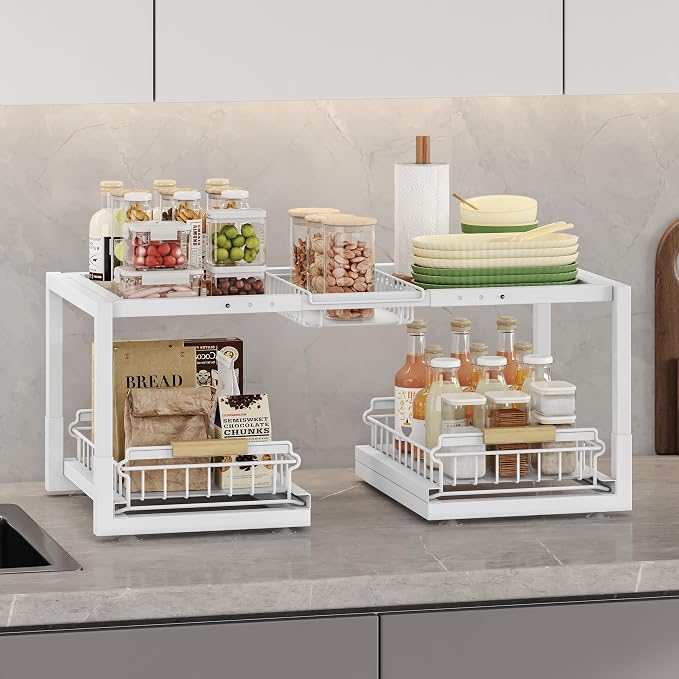 Under Sink Organizer, Pull Out Storage Organizer, 2 Tier Sliding Sink Organizer - Image 4