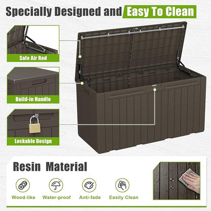 Flamaker Resin Deck Box 100 Gallon Large Outdoor Storage Box Waterproof | - Image 4