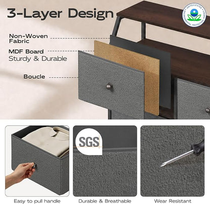 WLIVE Grey Boucle 8-Drawer Fabric Dresser Storage Tower Bedroom | Boucle fabric - Image 6