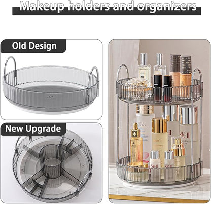 Rotating Makeup Organizer for Vanity, High-Capacity Skincare Clear Make Up - Image 2