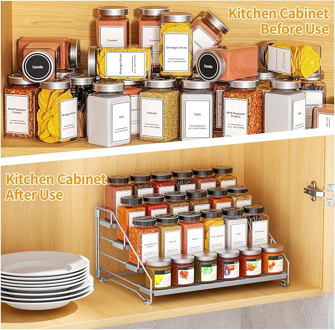 4 Tier Spice Rack for Cabinet, Spice Rack Organizer, Depth Adjustable Spice - Image 3