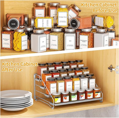 4 Tier Spice Rack for Cabinet, Spice Rack Organizer, Depth Adjustable Spice - Image 3