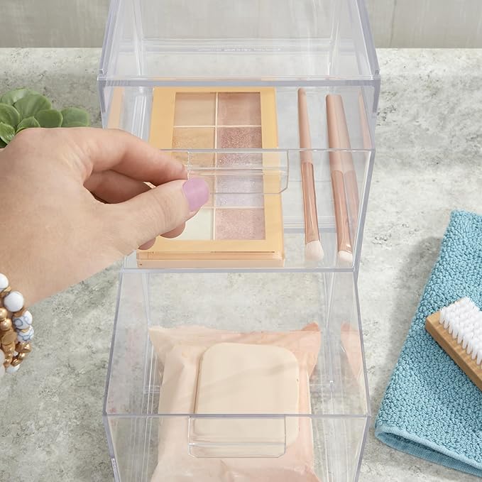 STORi Audrey Stackable Clear Bin Plastic Organizer Drawers | 2 Piece Set | - Image 6