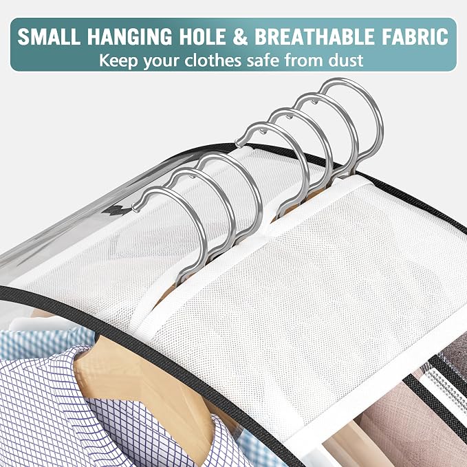 Liuoud Clear Garment Bag for Hanging Clothes 10” Gusseted, 32” Suit Bags for - Image 5