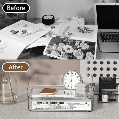 2-Tier Acrylic Paper Tray Organizer-Low-ProfileDesk File Sorter - Image 7