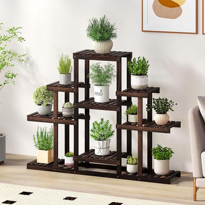Giantex Plant Stand Indoor & Outdoor, 6 Tier Wood Flower Pot Stand - Image 2