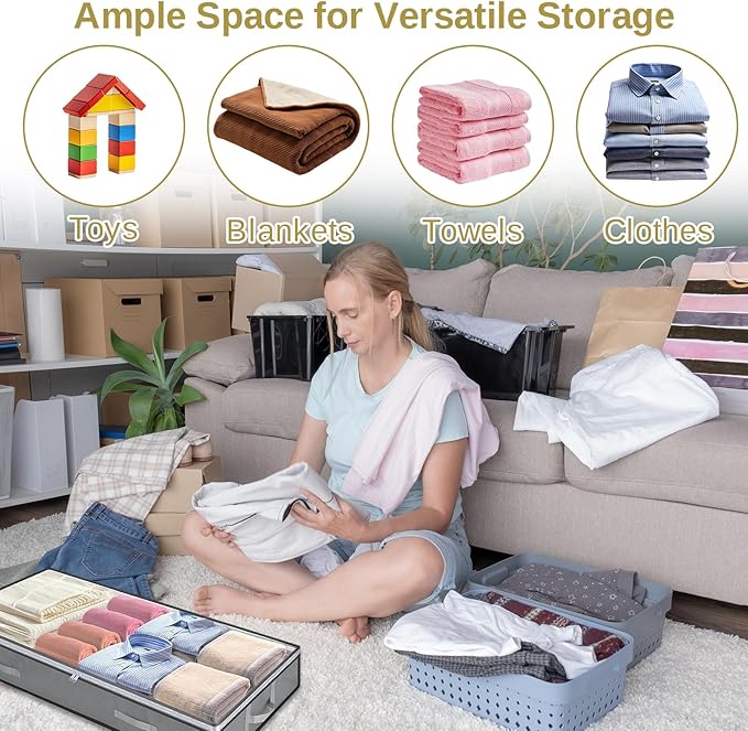 4 Pack 5.5 Inches High Under Bed Storage Containers, Low Profile Under Bed - Image 7