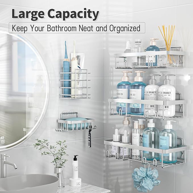 Liuoud 5 Pack Shower Caddy Organizer Rack Shelf - Image 2