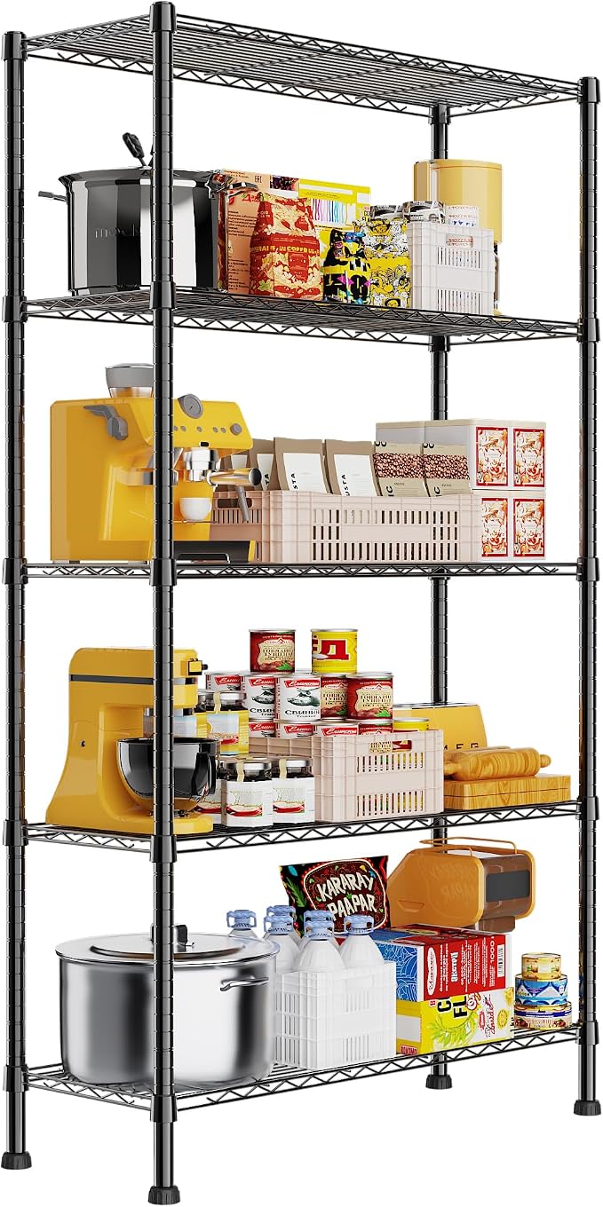 REGILLER 5-Wire Shelving Metal Storage Rack Adjustable Shelves, Standing - Image 8