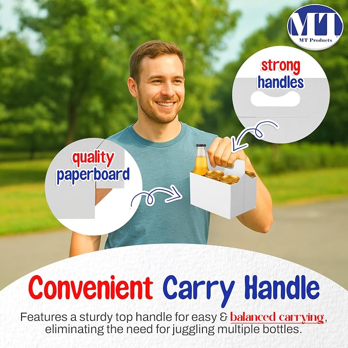 MT Products White Cardboard 6 Pack Bottle Carrier 12 oz. - Image 3