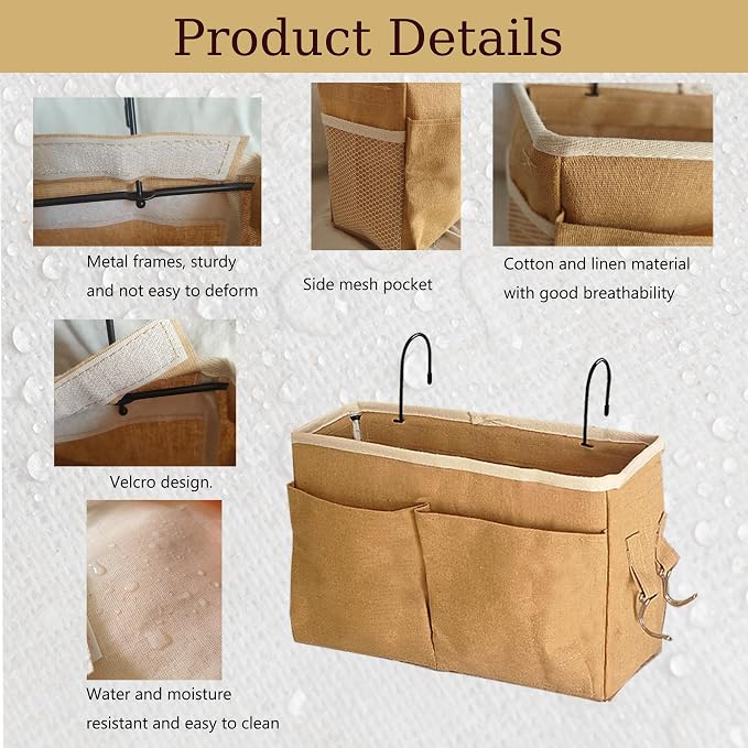 Bedside Caddy Bedside Hanging Storage Basket Multi-Function Organizer Caddy - Image 3