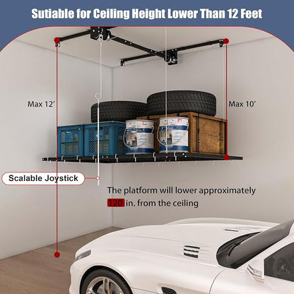 Overhead Garage Storage Rack 4x8 FT, Adjustable Ceiling Lift Storage System - Image 5
