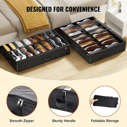VEVOR Under Bed Shoe Storage Organizer, Total 32 Compartments, Underbed Shoes - Image 4