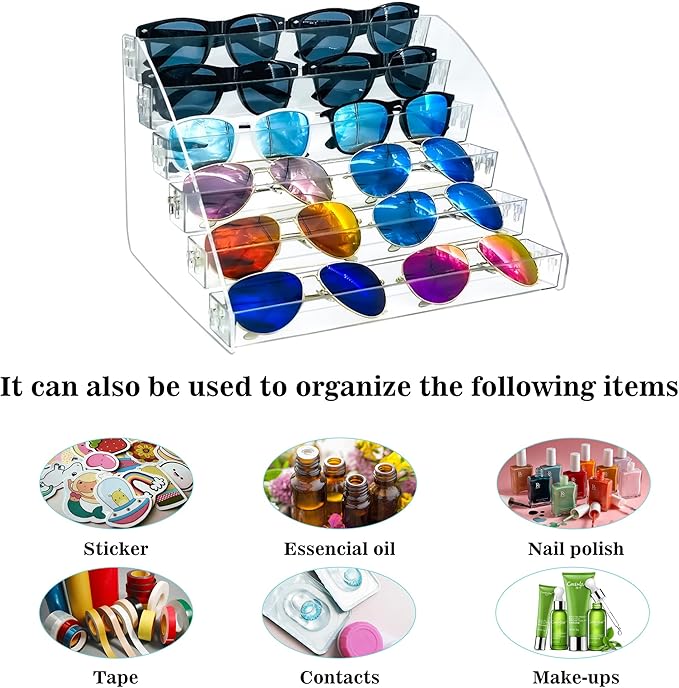 Sunglasses Organizer Clear Eyeglasses Display Case Sticker Display Tray - Image 3