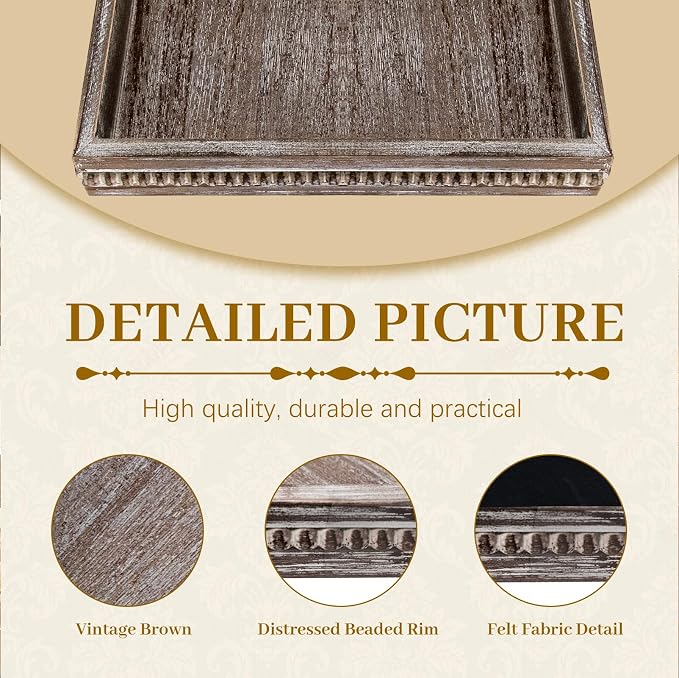 MAONAME Wood Serving Tray, Farmhouse Wooden Tray - Image 3