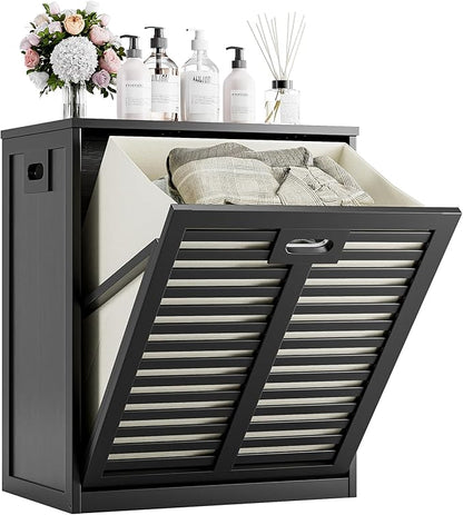 HITNET Tilt Out Laundry Hamper, Bamboo Laundry Cabinet by HITNET