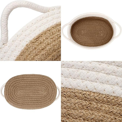 Sea Team 2-Pack Cotton Rope Baskets, Fabric Tray, Oval Open Dish - Image 5