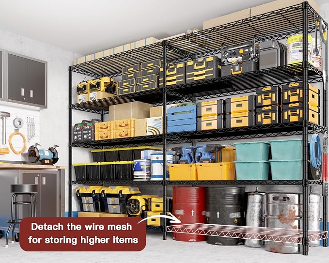 PrimeZone 5 Tier 72" W x 16''D x 76''H Metal Storage Wire Shelves - Image 6