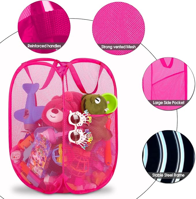 BATTOO Deluxe Strong Mesh Pop up Laundry Hamper Basket - Image 3