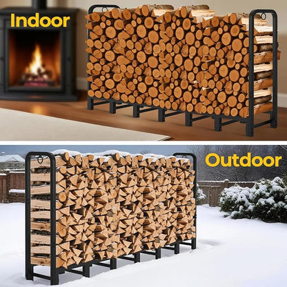 Amagabeli 8ft Firewood Log Rack Outdoor Heavy Duty Logs Holder - Image 8