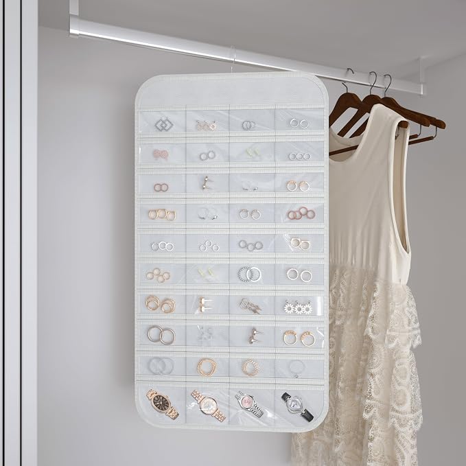 Hanging Jewelry Organizer Storage, 40 Pockets 36 Hooks Necklace Earring - Image 5