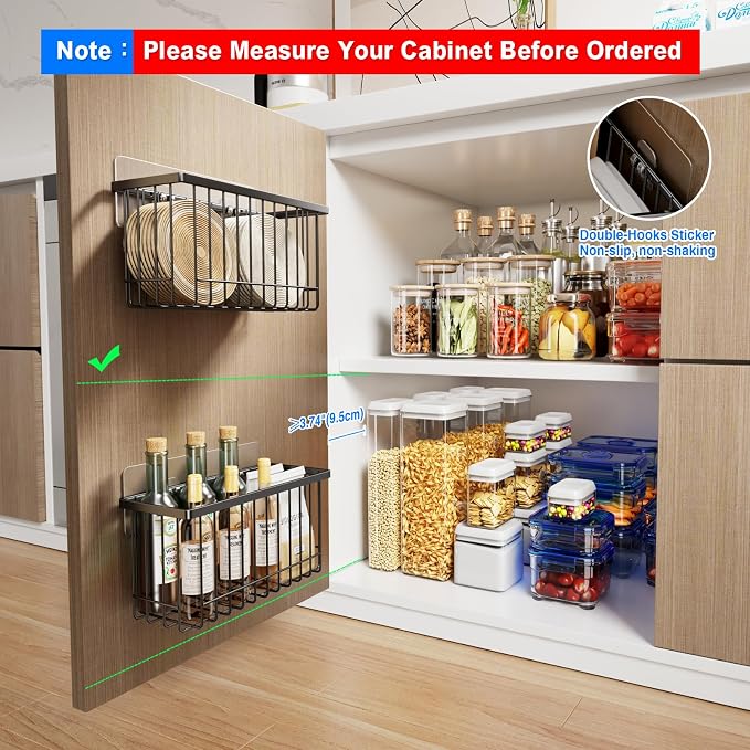 Mustorn 4 Pack Adhesive Cabinet Door Organizer, Lid Organizers Inside Cabinet - Image 2
