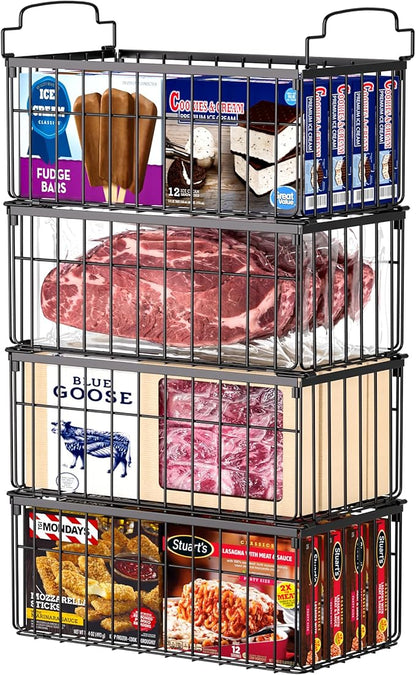 Freezer Organizer Bins, 4 Pack Stackable Deep Chest Freezer Organizer Bins by MSERCUOR