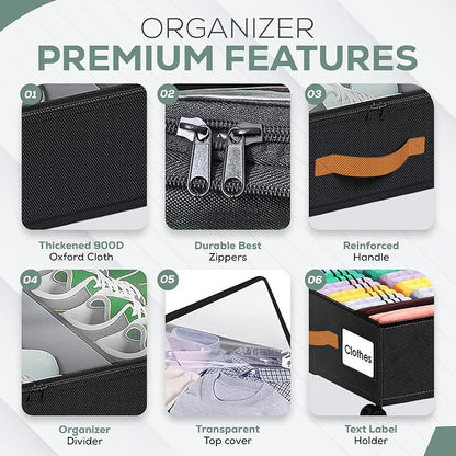 Under Bed Storage with Wheels, 2 Pack| Low Profile Storage Organizer with Clear - Image 2