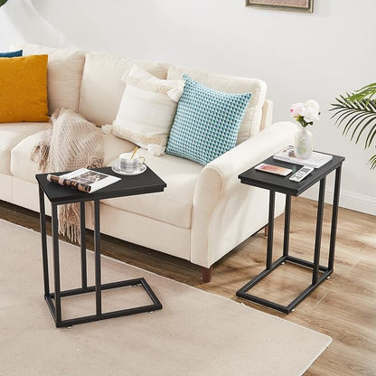 VECELO C Shaped End Side Table for Sofa Couch and Bed Snack TV Tray for Living - Image 6