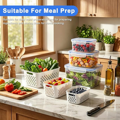 Produce Storage Containers 3-Pack – Colander Basket, Airtight - Image 4