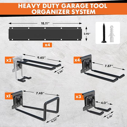 64 Inches Garage Storage, Garage Organization, Wall Mount Garden Tool Organizer - Image 6