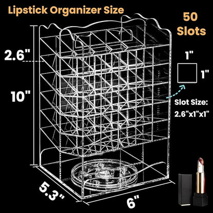 Tlence 360 Rotating Lipstick Organizer Tower, 7-Tier Clear Acrylic Lip Gloss - Image 2