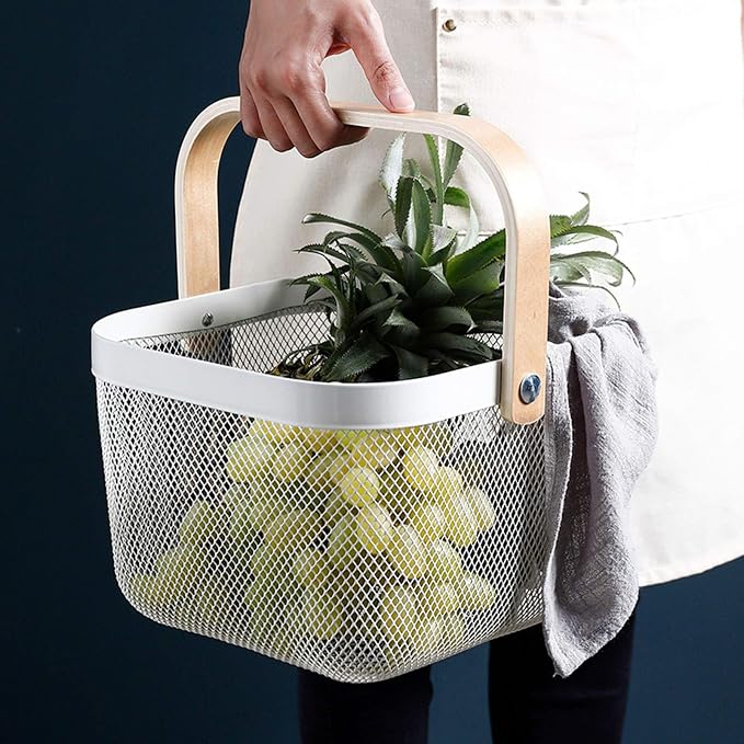 AJIODA Metal Mesh Steel Basket, Storage Organizer Basket Multi-functional - Image 5