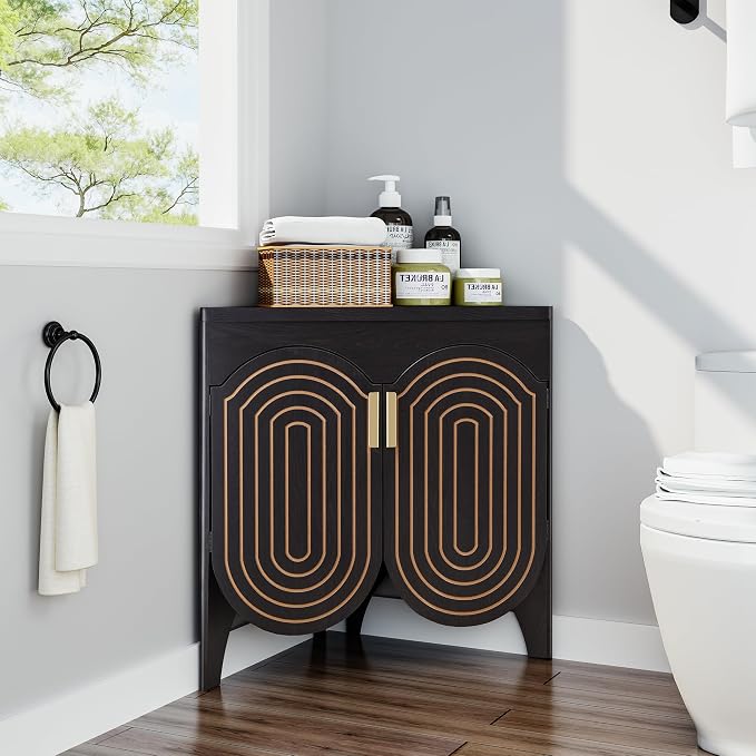 Small Corner Storage Cabinet, Mid Century Modern Floor Corner Cabinet - Image 5