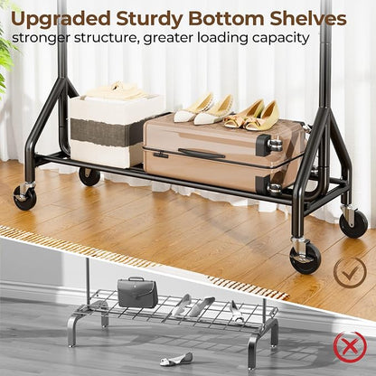 Heavy Duty Clothes Rack Load 450 LBS, Metal Garment Rack, Standing Rolling - Image 5