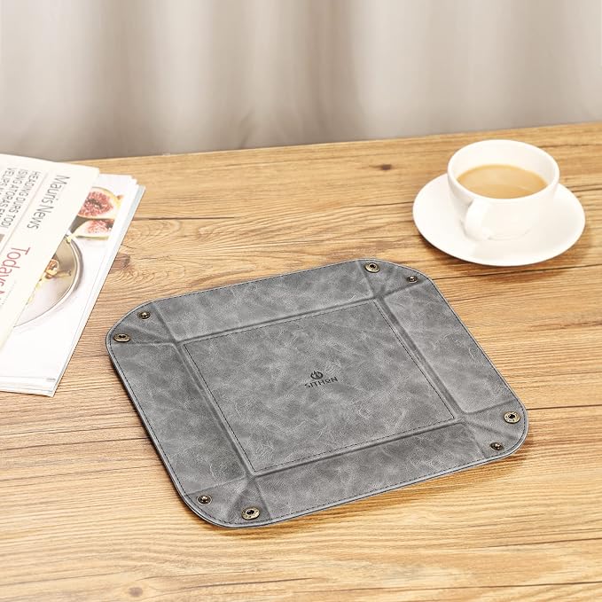SITHON Valet Tray Desktop Storage Organizer – Premium PU Leather Catchall - Image 7