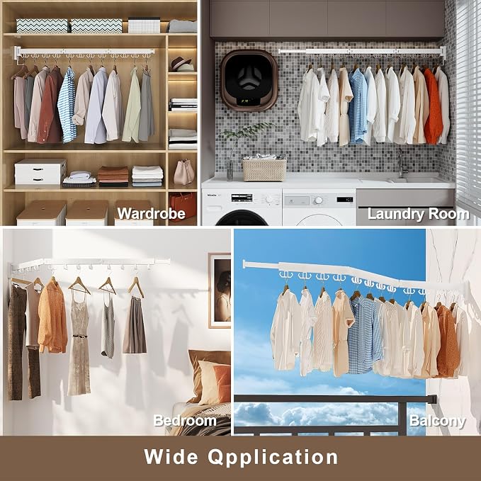 Clothes Drying Rack Wall Mounted, Retractable Drying Racks - Image 3