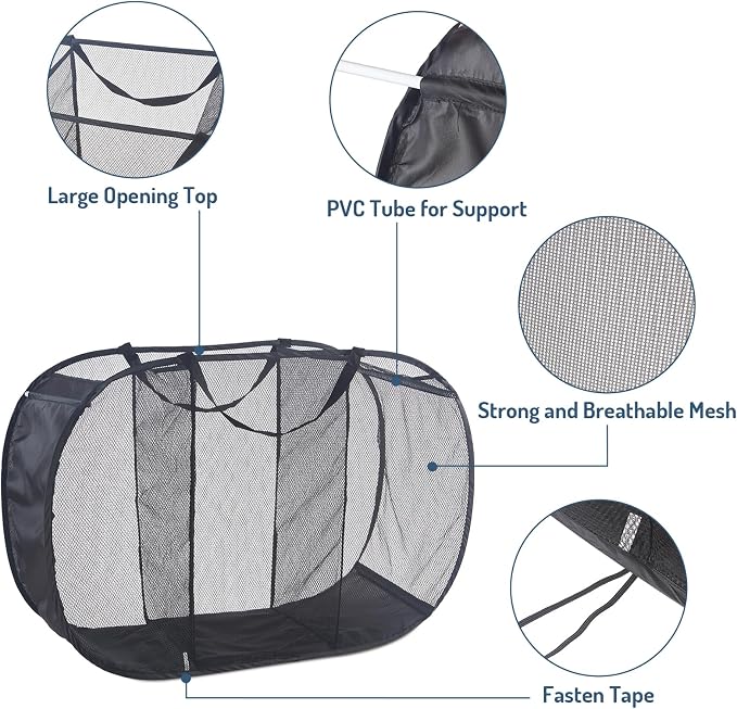Mesh Popup Laundry Hamper 3 Compartment Sortable Horizontal Collapsible Laundry - Image 3