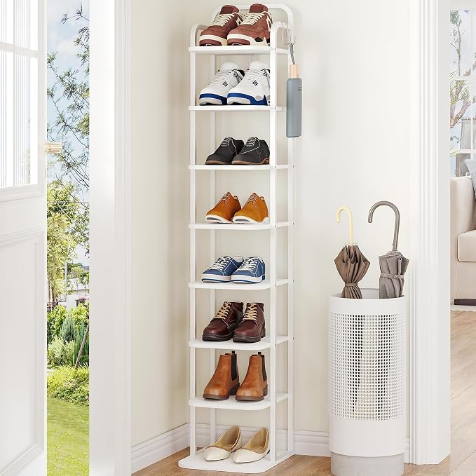Hzuaneri 8 Tiers Vertical Shoe Rack, Narrow Shoe Tower, Tall Shoes Shelf by Hzuaneri