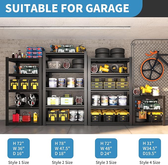31.5" H Metal Storage Shelving, 1500LBS Heavy Duty Shelves Unit, Adjustable 3 - Image 5