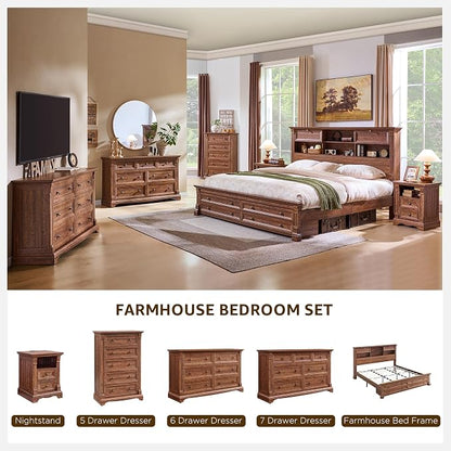 T4TREAM Farmhouse 5 Drawer Dresser - Image 6