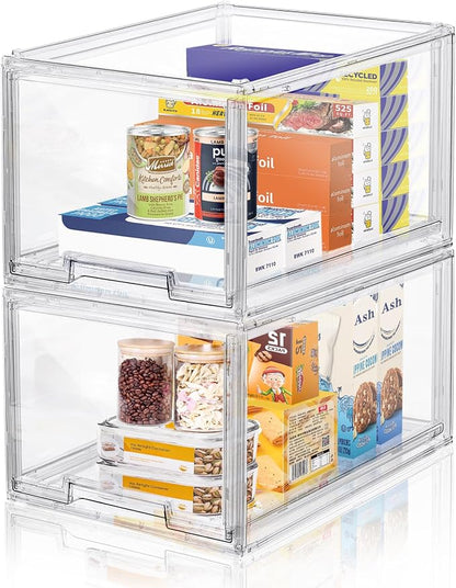 DILIBRA 2 Packs Plastic Stackable Storage Organizer Bins by DILIBRA