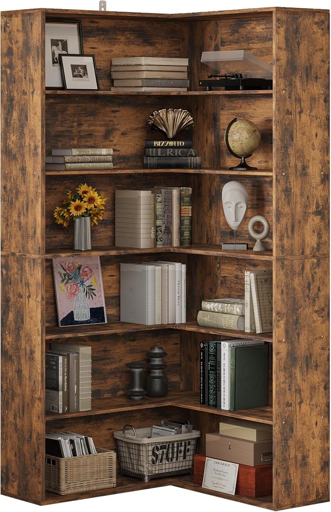 ANCTOR Corner Bookshelf, 6 Tiers Corner Bookcases - Image 3
