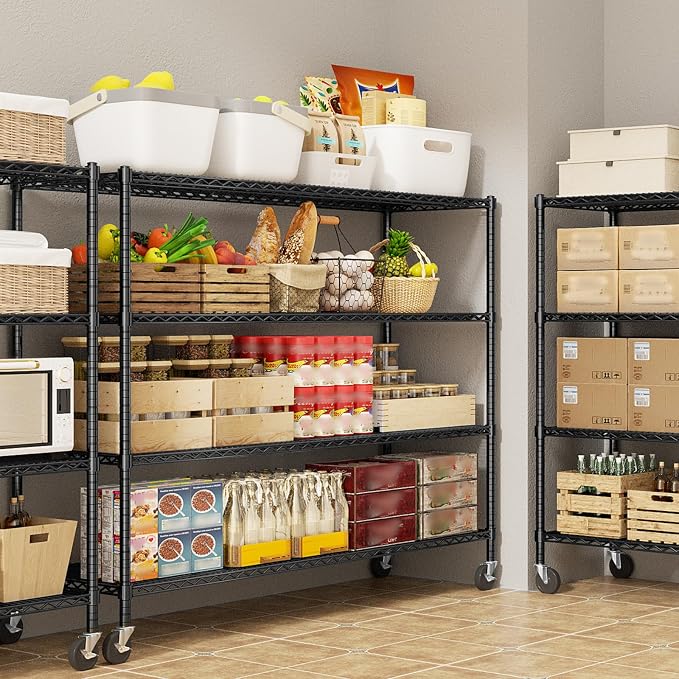 Storage Shelves with Wheels, 4-Tier Adjustable Metal Industrial Utility Shelf - Image 7