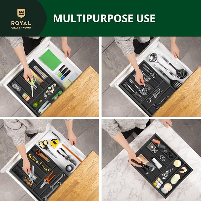 ROYAL CRAFT WOOD Luxury Bamboo Kitchen Drawer Organizer - Image 8