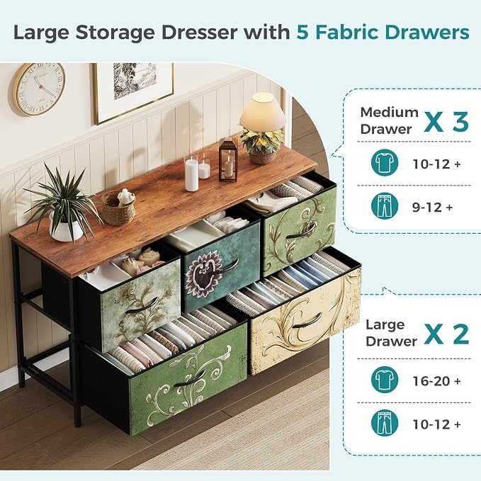 OLIXIS 5 Drawer Dresser for Bedroom, Storage Organizer Unit for Closet | Chest - Image 4